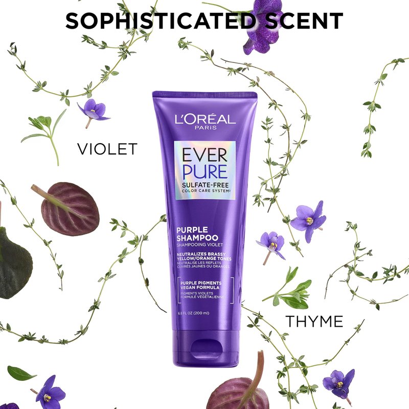 L’Oreal Paris Sulfate Free Brass Toning Purple Conditioner for Blonde, Bleached, Silver, or Brown Highlighted Hair, EverPure, 23 Fl Oz (Packaging May Vary)