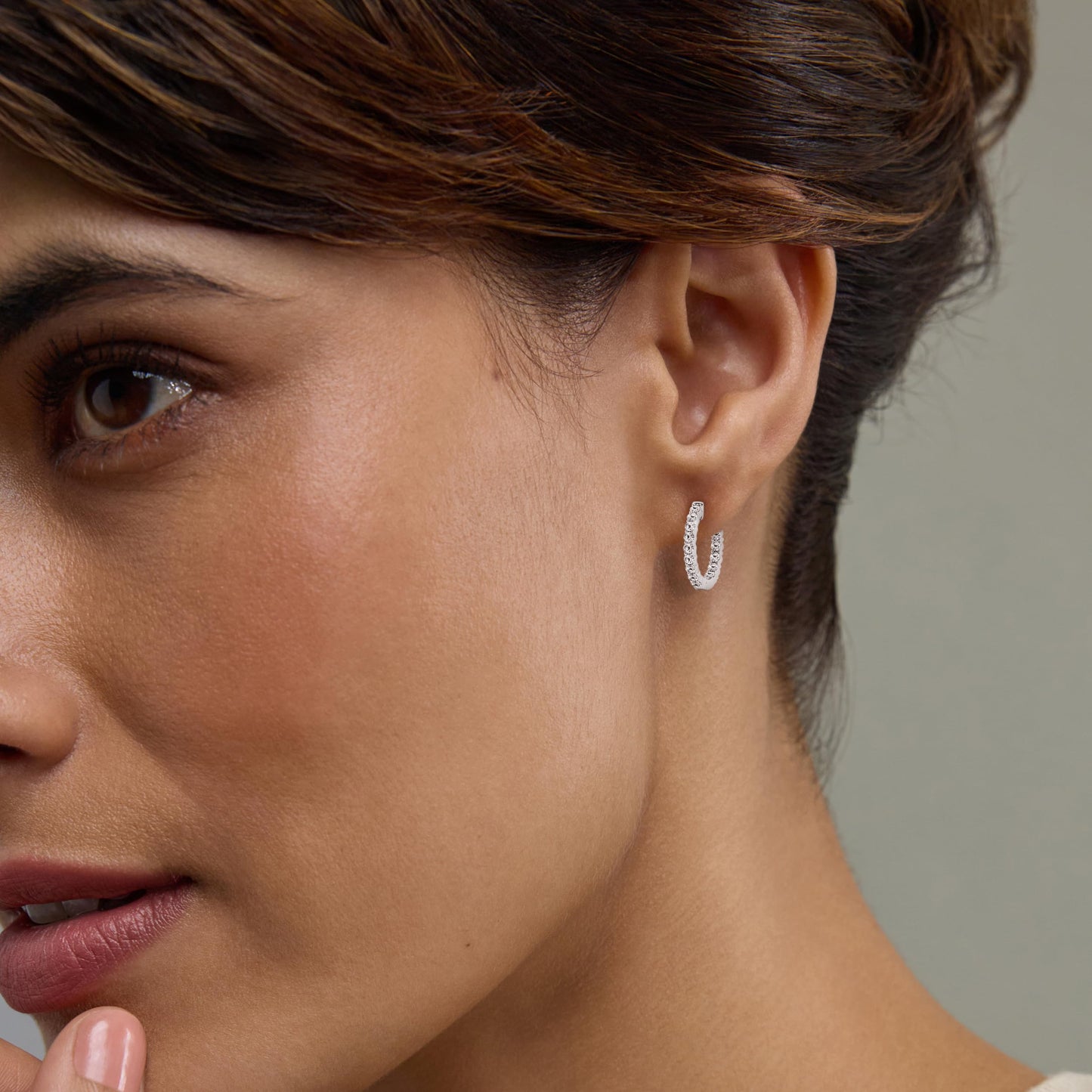 Belacqua 1.00 Carat Round Lab Grown Inside Out Diamond Hoop Earrings in Sterling Silver, Color G+, Clarity SI, Prong Set, Fine Jewelry for Women, Gift Box Included
