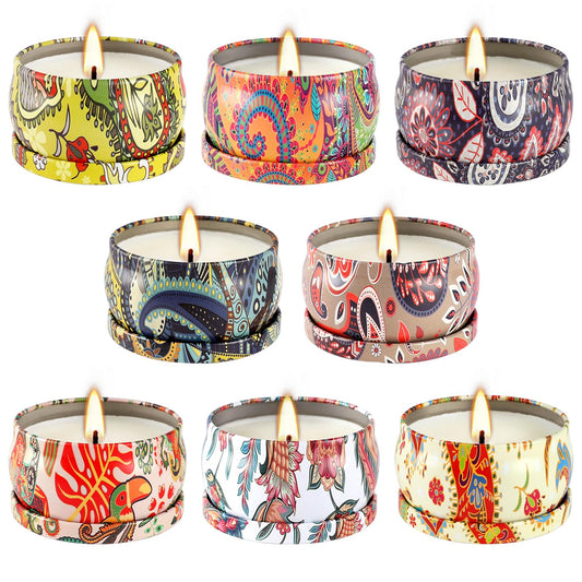 8x2.5oz Citronella Scented Candles,Indoor&Outdoor Natural Soy Wax jar Candles Set for Home Decor,Patio Garden Backyard Camping Summer