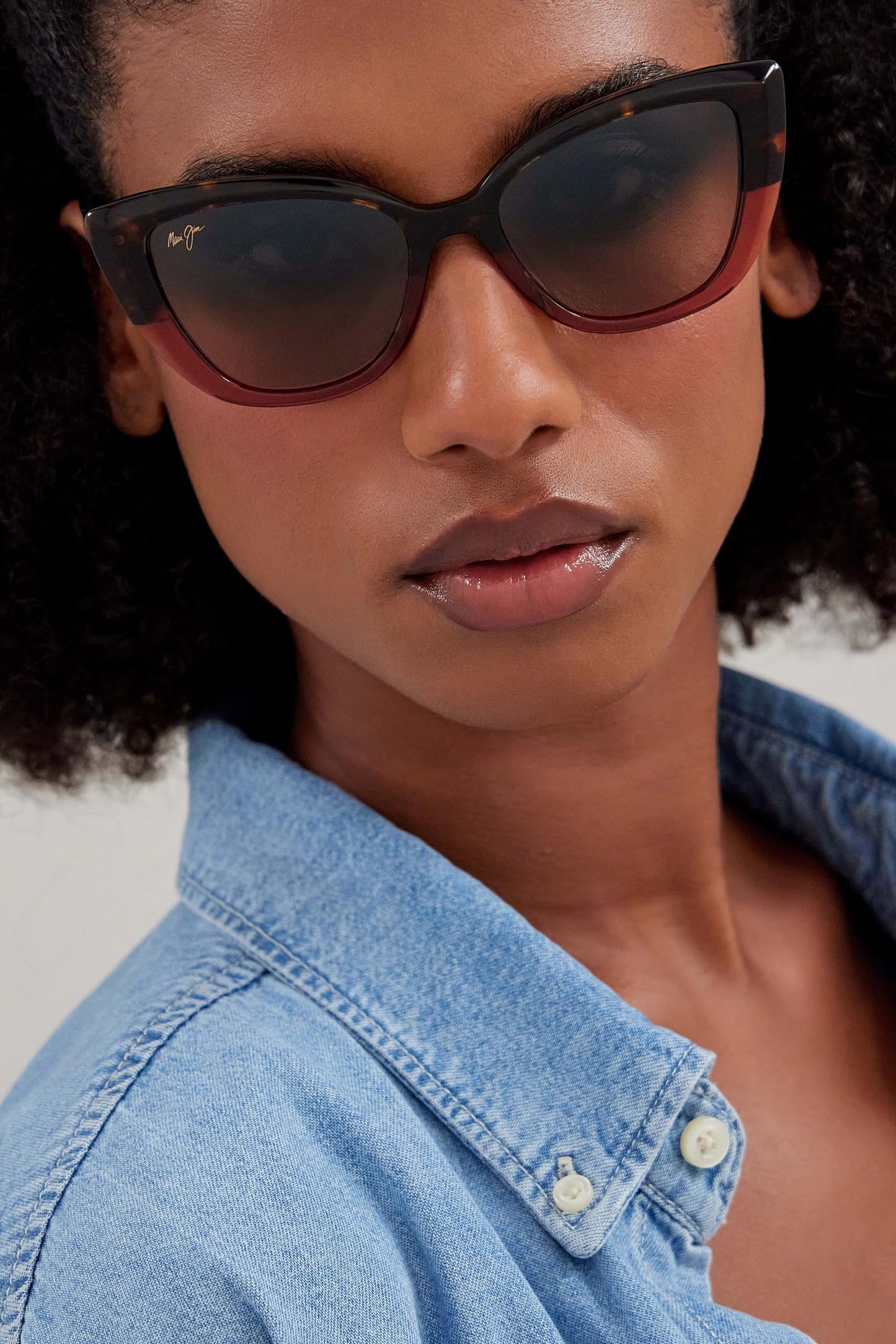 Maui Jim Women's Blossom Polarized Cat Eye Sunglasses, Havana w/Peach/HCL Bronze, Small