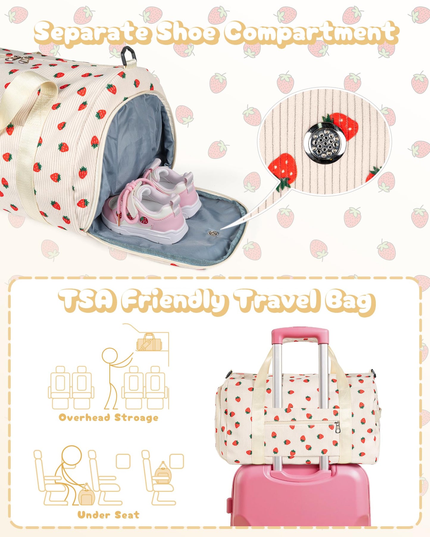 Vogewood Holiday Gift Set, Girls Gym Bag, Kids Personalized Weekend Duffel Bags with Shoe Compartment, Initial Travel Tote with Makeup Bag, 4 5 6 7 8 9 10 Year Old Girl Birthday Gift (Letter S)