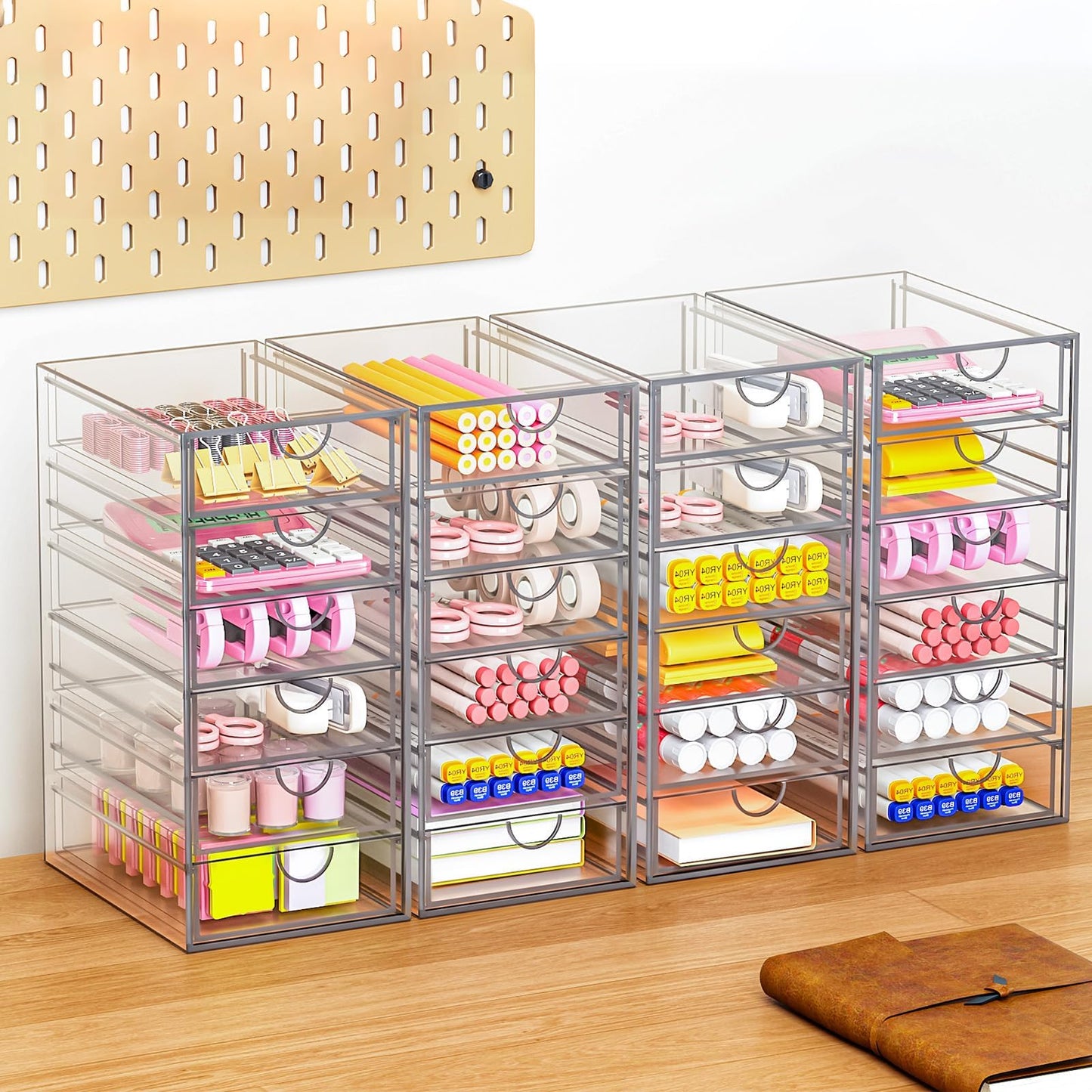 YFXCVSL Acrylic Makeup Organizer with 31 Drawers, 6 Pack Clear Storage Drawers, Bathroom Makeup Organizer for Palettes, Cosmetic, and Beauty Supplies,Ideal for Vanity, Cabinet,Desk Organization