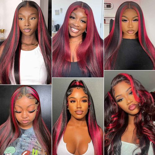 Habiliana Bundles Human Hair 22 24 26 Inch Straight Burgundy T1B/99J Human Hair Bundles 11A Unprocessed Brazilian Virgin Quick Weave Hair Extensions for Black Women