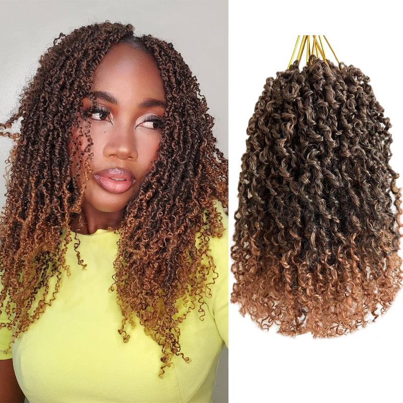 12 Inch Pre-Looped Yanky Twist Crochet Hair, 30 Strands/Pc, Mini Passion Twists, Senegalese Braiding Hair (T30, 8 Pcs/Pack)
