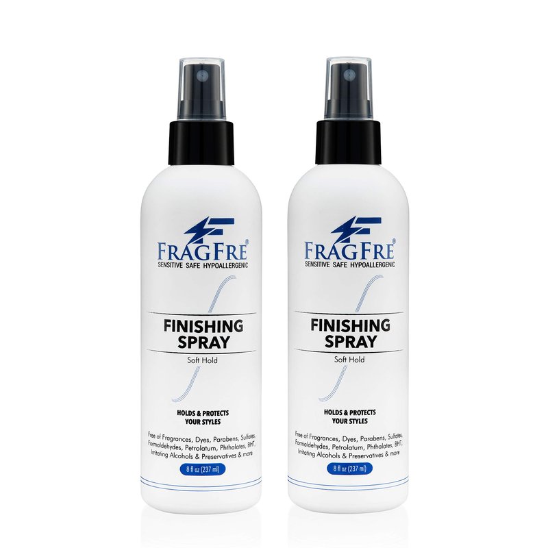 FRAGFRE Hair Finishing Spray 8 oz - Fragrance Free Flexible Soft Hold for Sensitive Skin Hypoallergenic Denatured Alcohol Vegan