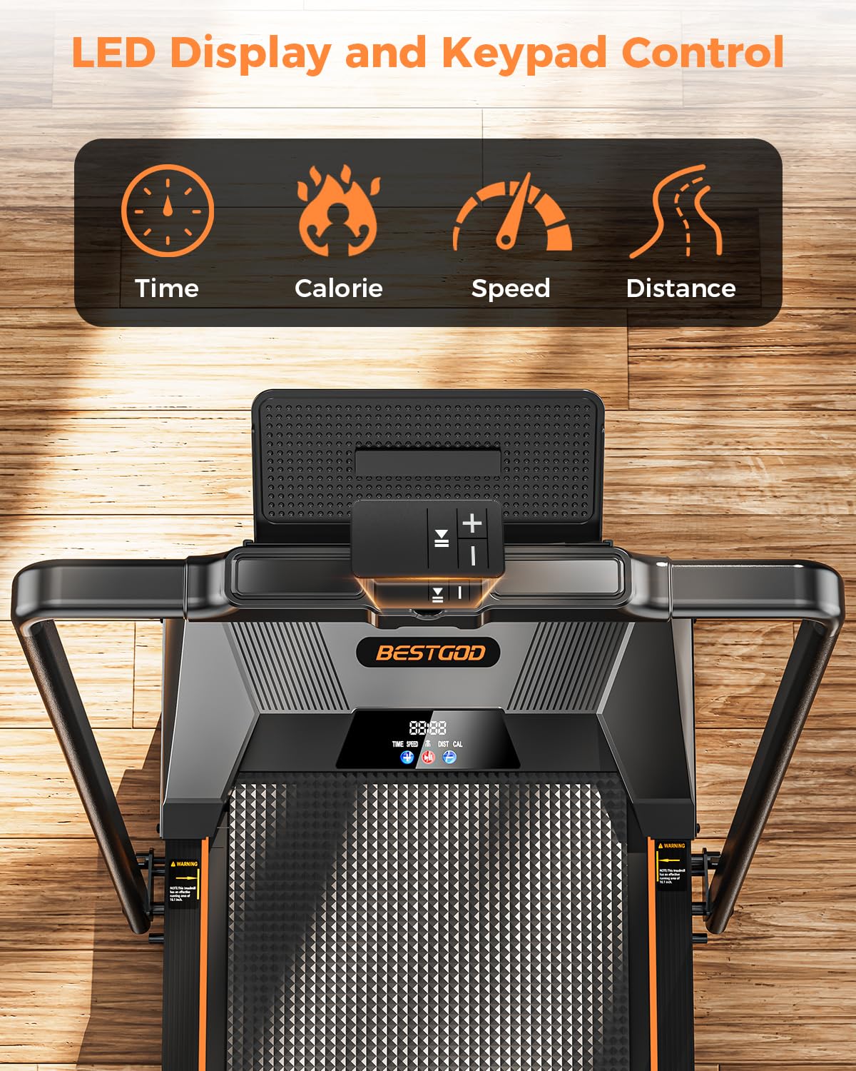 Walking Pad with Handle Bar, BestGod Treadmills for Home Office 330 lbs Capacity Foldable Under Desk Treadmill 5% Walking Treadmills with Incline 2.5 HP Folding Treadmill with Remote Control