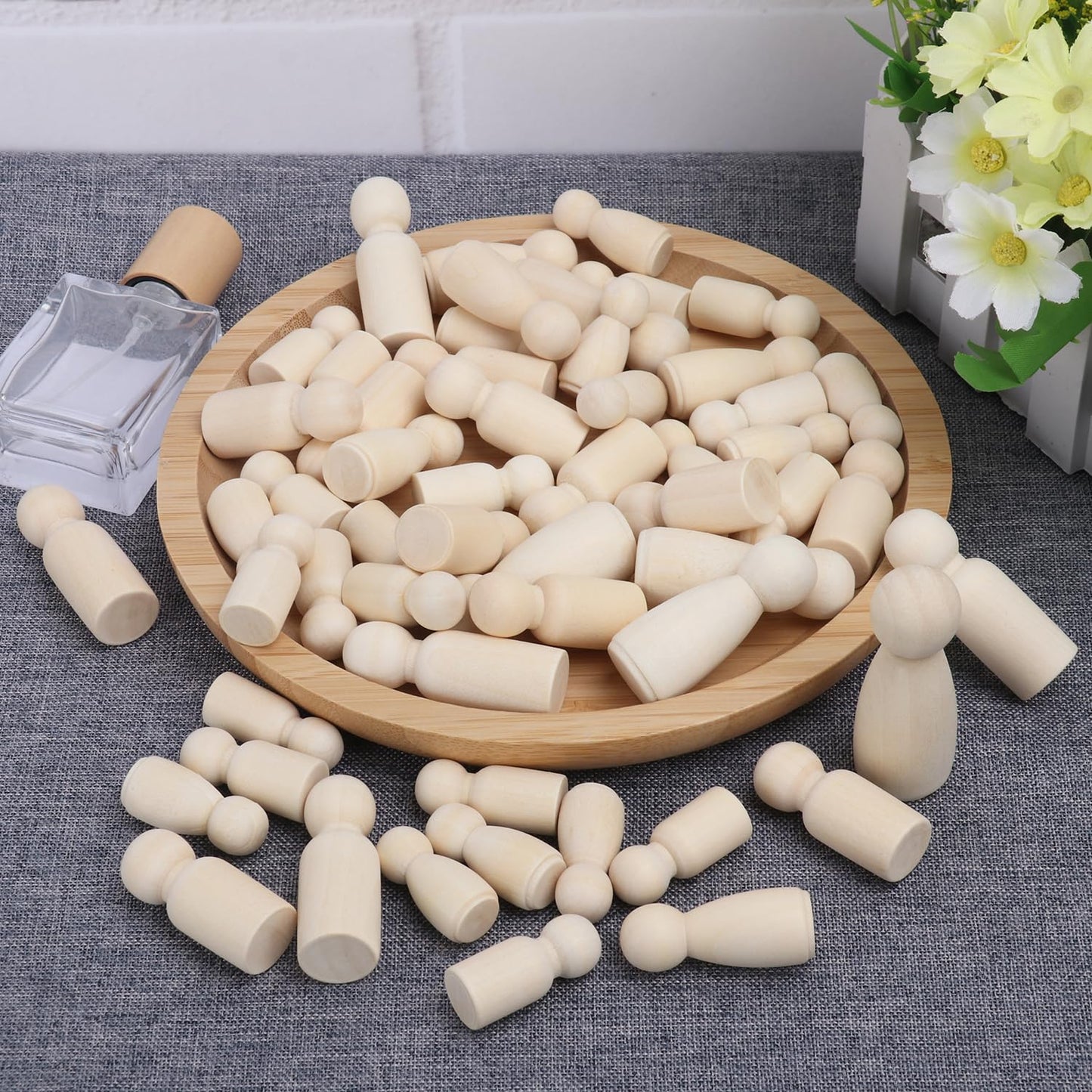 150 Pieces Wooden Peg Doll, Unfinished Wooden Peg Dolls in Different Shapes and Sizes, Perfect for DIY Art and Craft, Painting, Table Setting by GNIEMCKIN