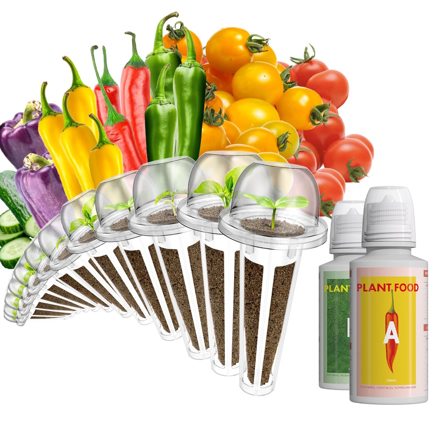 LYKOCLEAN 12 Pods Cherry Tomato Seed Pod Kit for AeroGarden, idoo, Ahopegarden Hydroponic Growing System Indoor Include Red Chili/Purple Bell/Green/Yellow Pepper, Golden/Red Cherry Tomato, 400+ Seeds