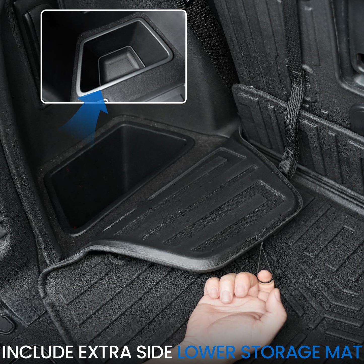 JOULARISE Floor Mats Set for 2016-2026 Dodge Durango (Only for 7 Seats with Bench Seats), All Weather TPE Backrest Mat Trunk Mat Cargo Liner Door Sill Guards Accessories (7 Seats Floor Mats Set)