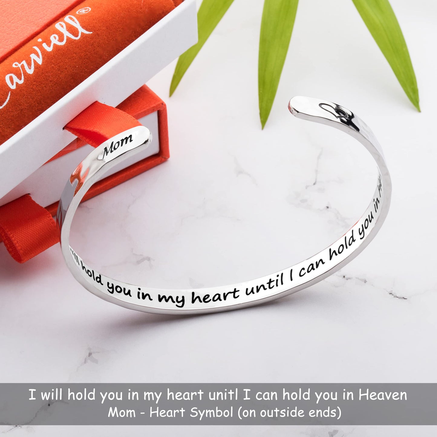 Carviell Bracelet Memorial Gifts for Loss of Mother, Sympathy Present for Loss of Mom, Miscarriage Gifts, Remembrance Bangle for Loss of Son, Bereavement Bangle Keepsake in Memory of Mom