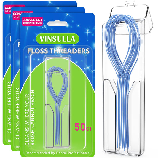 VINSULLA Floss Threaders for Braces, Bridges & Implants 150ct (Pack of 3)