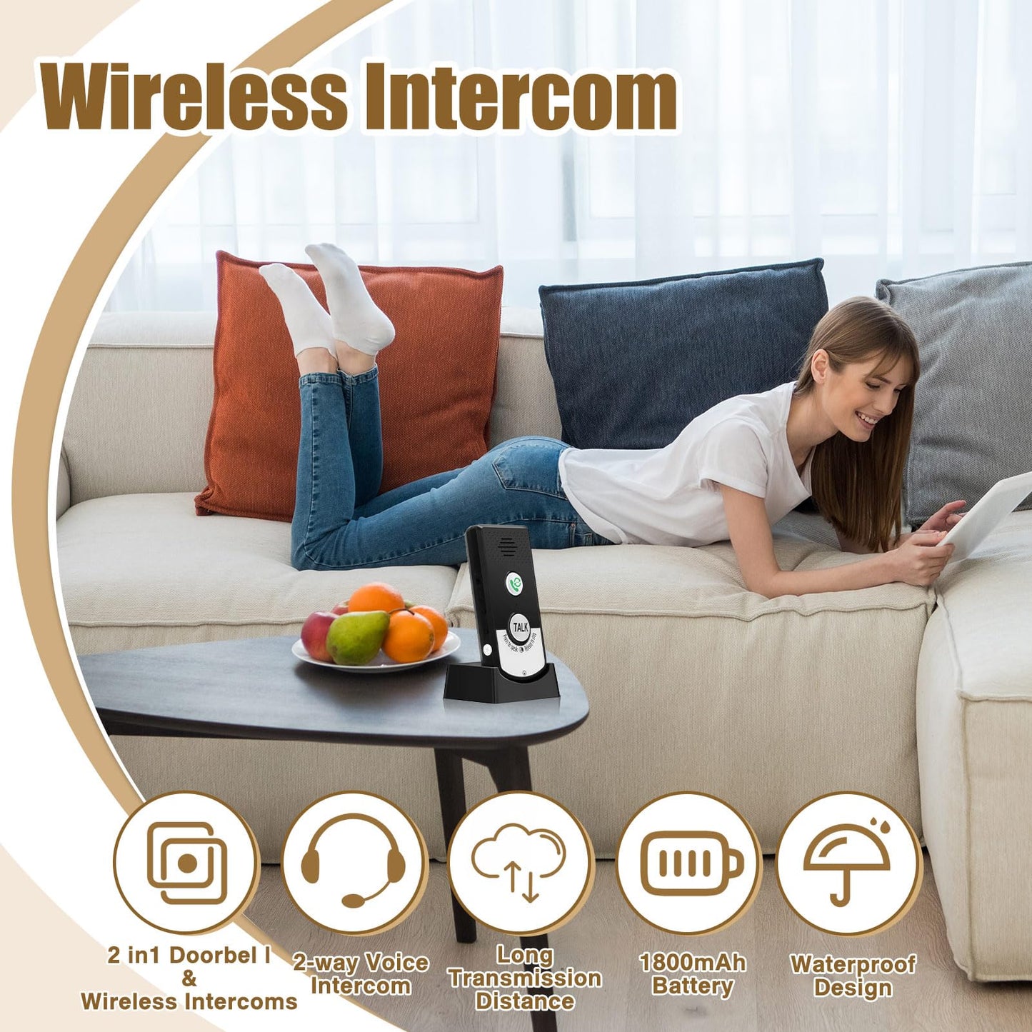 Intercoms for Home, 2 Way Intercom, Super Long Range Intercom System, 410m to 490m Home Intercom System for Home Hospital Office
