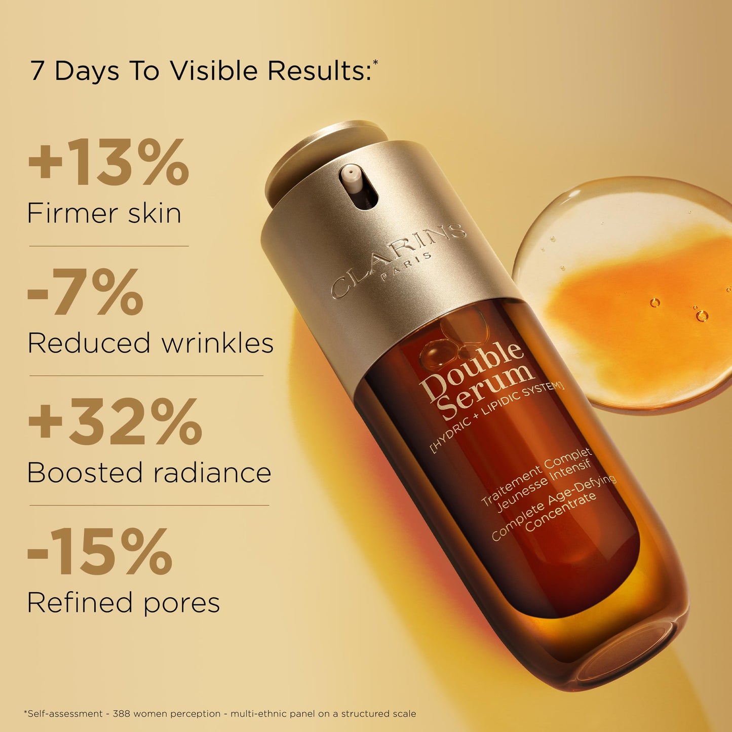 Clarins DOUBLE SERUM | Anti Aging Face Serum | Visibly Firms, Smoothes, Boosts Radiance, and Refines Pores | 24H Hydration | All Skin Types, 1.7 Fl Oz