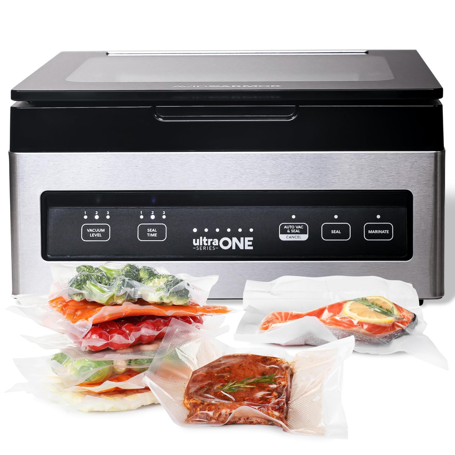 Chamber Vacuum Sealer Machine USV1 Ultra SeriesONE, Food Sealer for Wet Foods, Meat Sealers, Packing Machine, Compact Vacuum Chamber Sealer with 10-Inch Vacuum Sealer Bar - Avid Armor