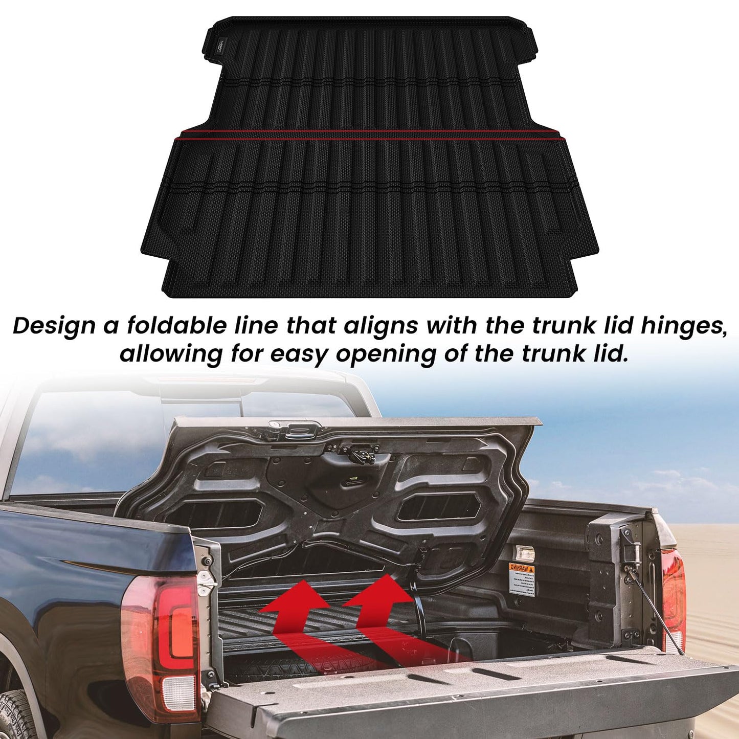 LASFIT Truck Bed Mat for Honda Ridgeline 2026 2025 2024 2023 2022 2021 2020 2019 2018 2017 5.3FT (64.0 in) Bed Mat, TPE All Weather Custom Fit Truck Cargo Bed Liner, Black