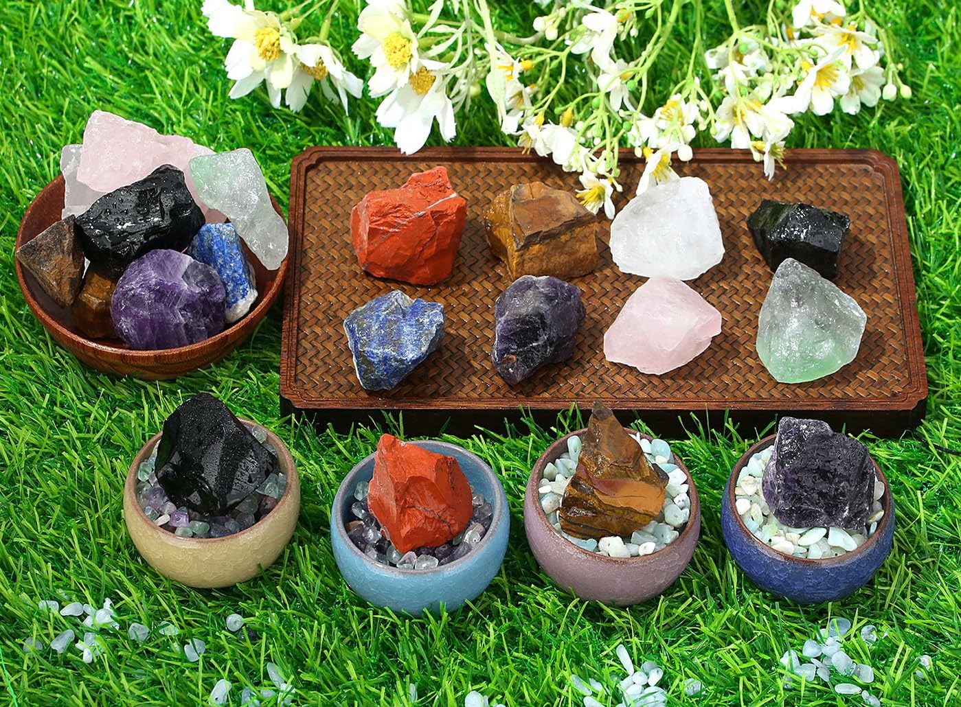 LAIDANLA 2" Smoky Quartz Natural Rough Stones Crystal Large Raw Crystals Bulk Healing Cuarzo Gemstones for Reiki Healing Tumbling Fountain Rocks Wire Wrapping Decoration 4PCS 0.5lb