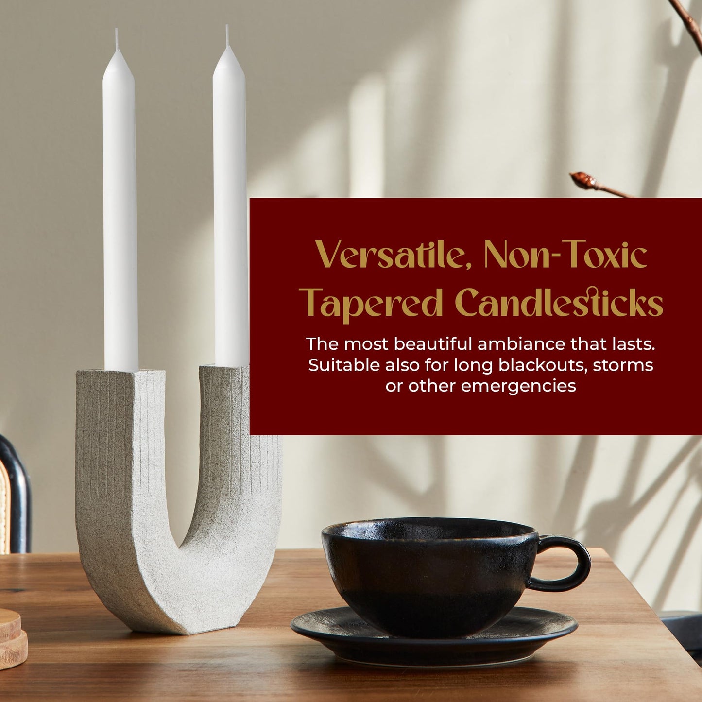 Lerner White Household Candlesticks, Pack of 72 | 5-Hour Burning Time | 6 Inch Tall Dinner Candles | 100% Dripless | Shabbat Candles | Candlesticks for Holidays, Churches, Décor, Emergencies