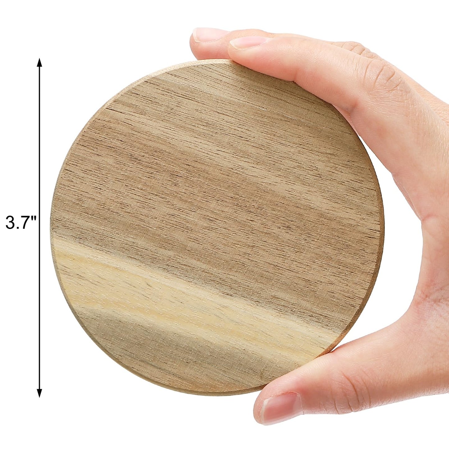 ZEAYEA 36 Pack Acacia Wood Coasters, 3.7 Inch Round Unfinished Wood Cup Coasters for Drink with Non-Slip Dots, Blank Wooden Slices for Crafts, Painting, Writing, Staining, Engraving, Home Decoration