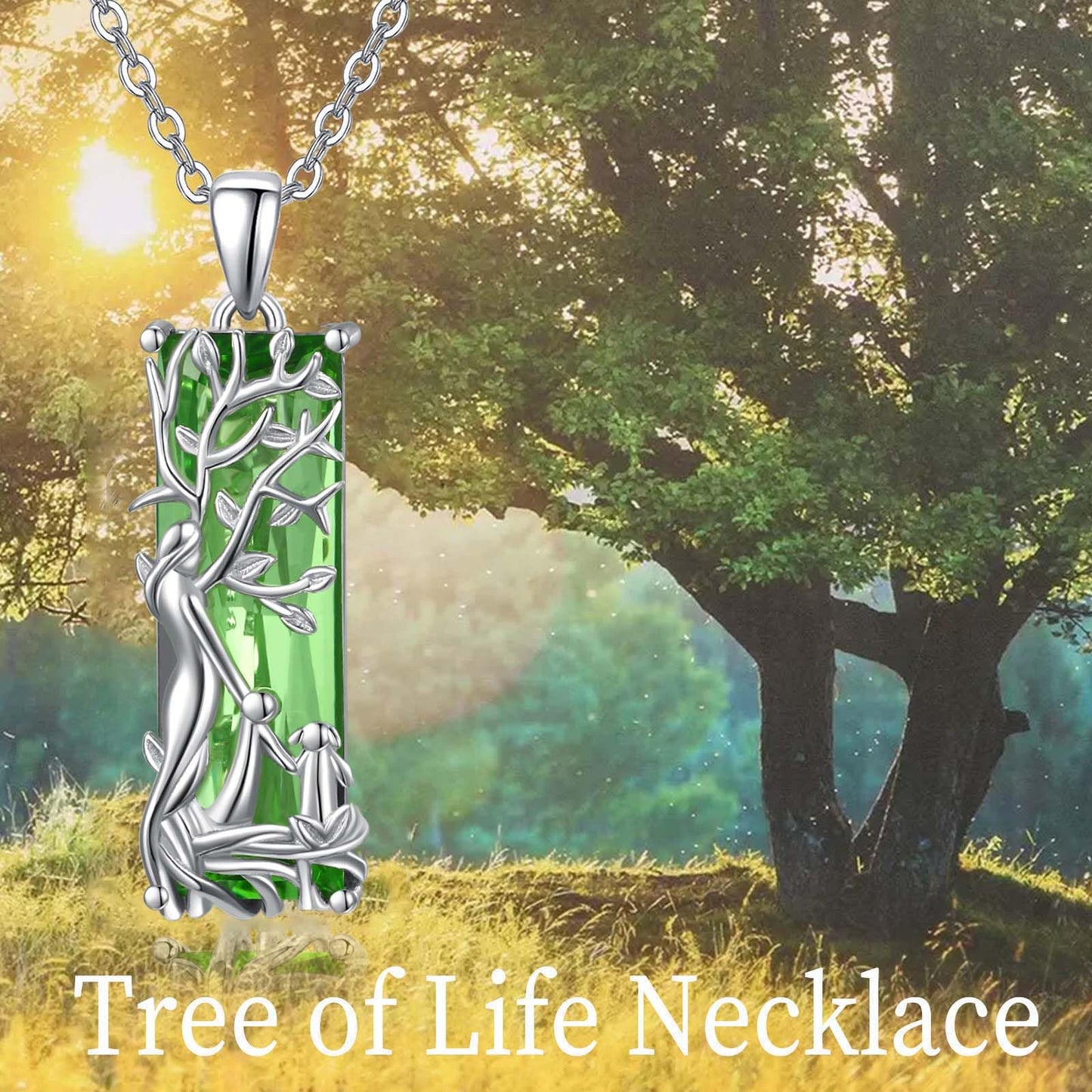 AENEAS Celtic Tree of Life Necklace for Women Sterling Silver Famliy Tree of Life Pendant Green Crystal Jewelry Gifts for Women Wife Her Prime