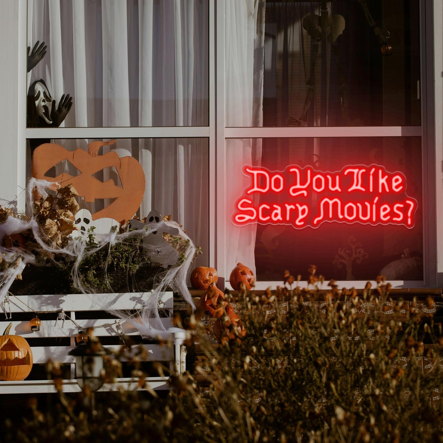 Artlast Do You Like Scary Movies Neon Sign LED Neon Light for Movie Night Party Decor Horror Movies Room Gothic Font Halloween Decoration 17"x5.98" Red Acrylic