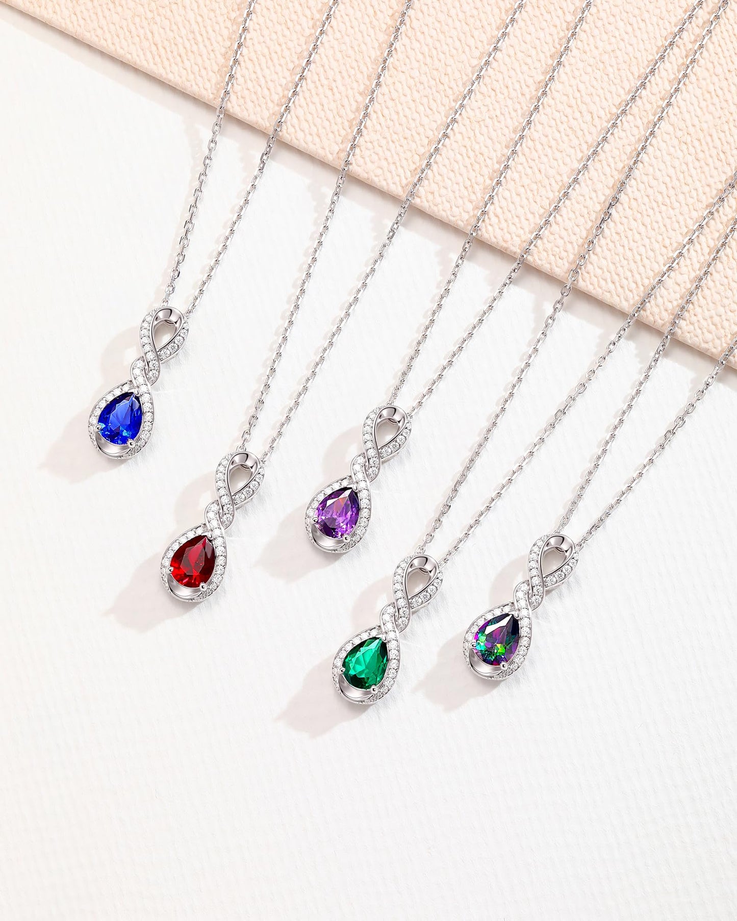 FANCIME Garnet Necklace January Birthstone Sterling Silver Dainty Infinity Knot Pendant Necklace Red Gemstone Fine Jewelry Anniversary Birthday Graduation Mothers Day Gifts for Women Mom