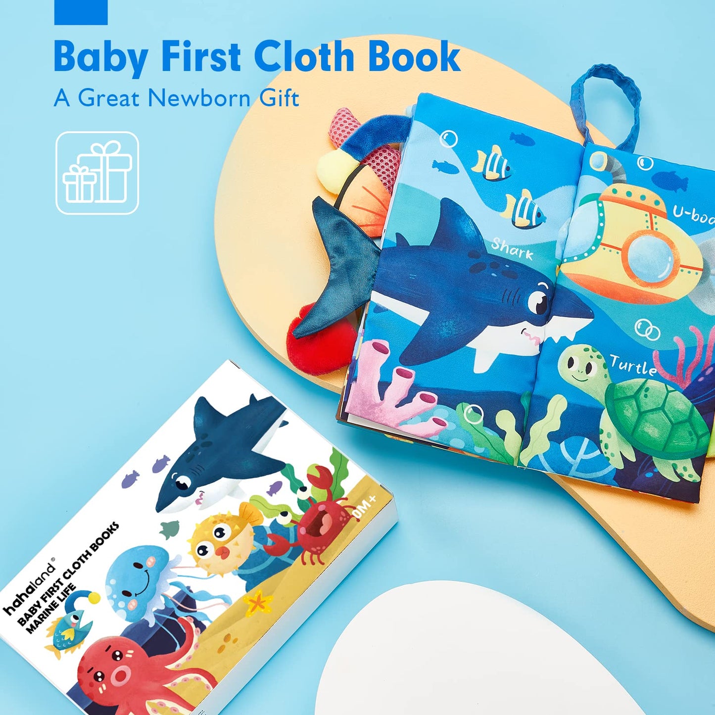 hahaland Baby Books 0-6 Months, Infant Tummy Time Toy Baby Toys 6 to 12 Months Touch Feel Book Baby Gifts for Boy Girl 0-3 Months Learning Toy Baby Birthday Easter Basket Stuffers(Single)