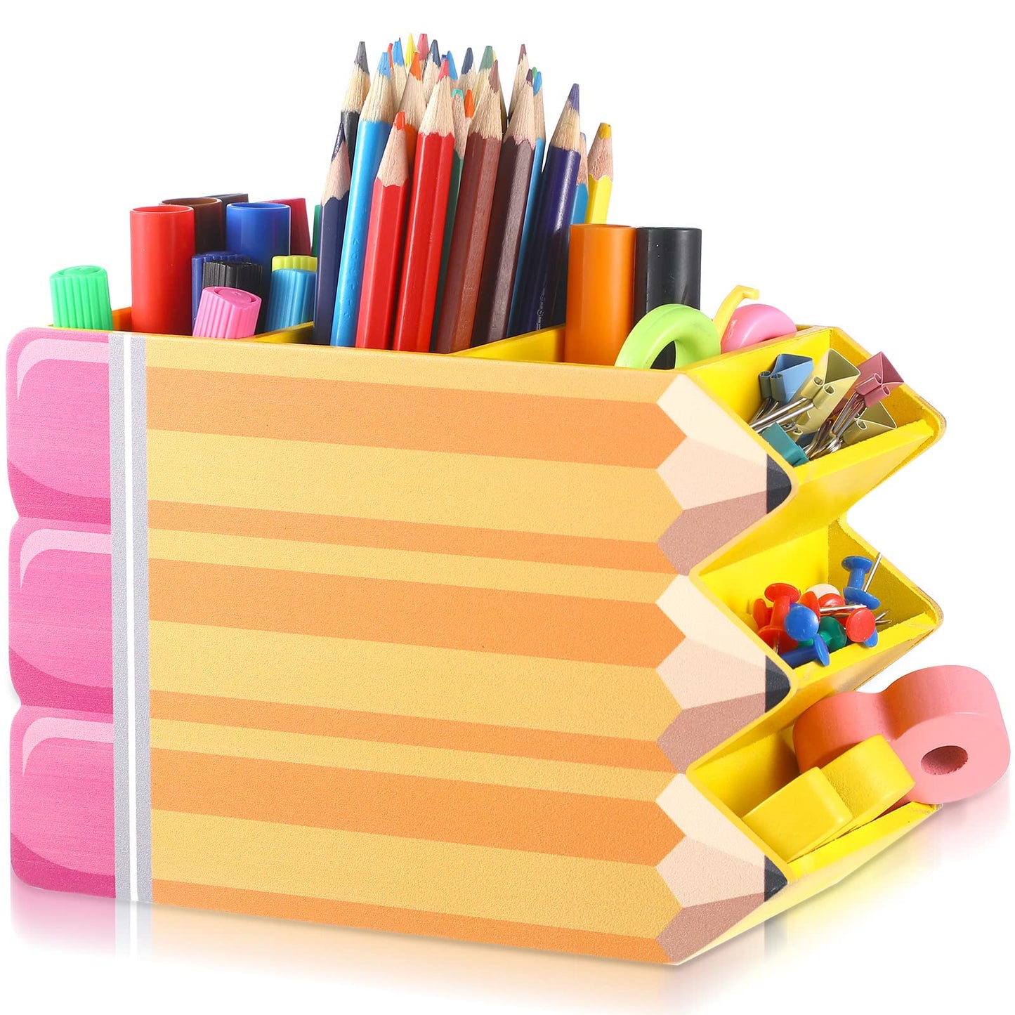 Faccito Teacher Appreciation Gifts Pencil Shape Pencil Organizer Teacher Desktop Pencil Holder for Women Men School Desk School Office Supplies