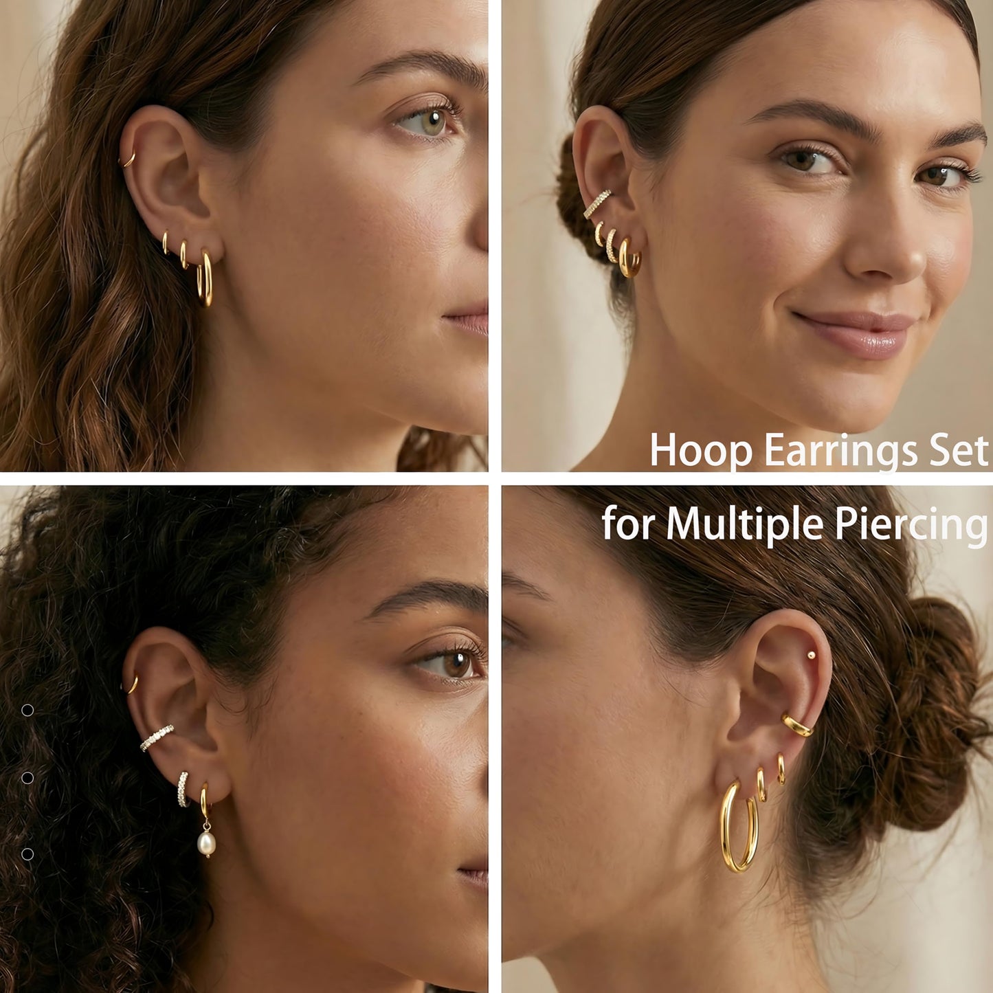 Gold Hoop Earrings for Women Trendy 14K Gold Plated Small Huggie Cartilage Hypoallergenic Earring Stacks for Sensitive Ears Helix Conch Tragus Hoop Earring Sets for Multiple Piercing Jewelry Gifts Clip On