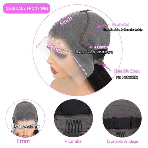 Zlzlblbl Straight Human Hair Wigs 18inch 13x6 Hd Lace Front Wigs Human Hair Pre Plucked 100 Percent Human Hair Wigs for Women Natural Color Glueless