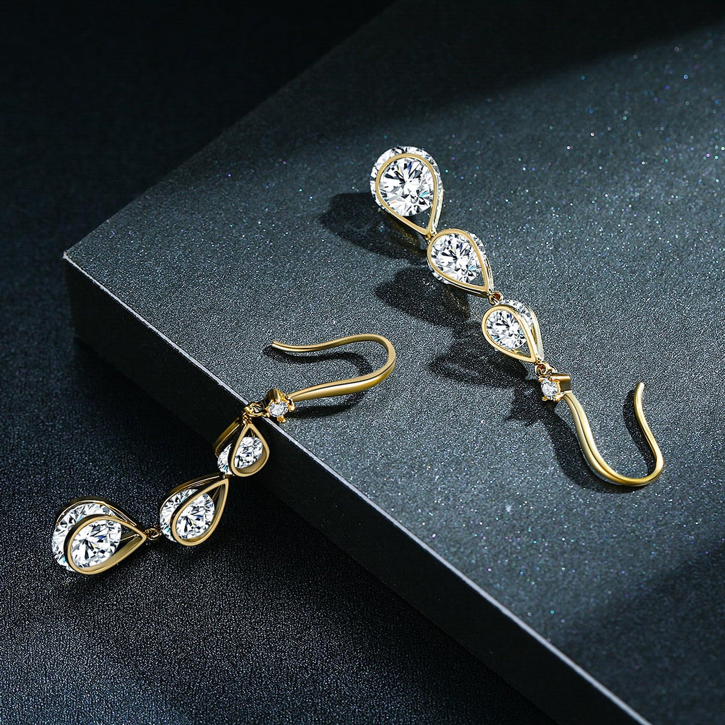 SBLING Cubic Zirconia Wedding Earrings for Brides Bridesmaids, Bridal Dangle Earrings, Crystal Drop earrings for Women Jewelry Gifts