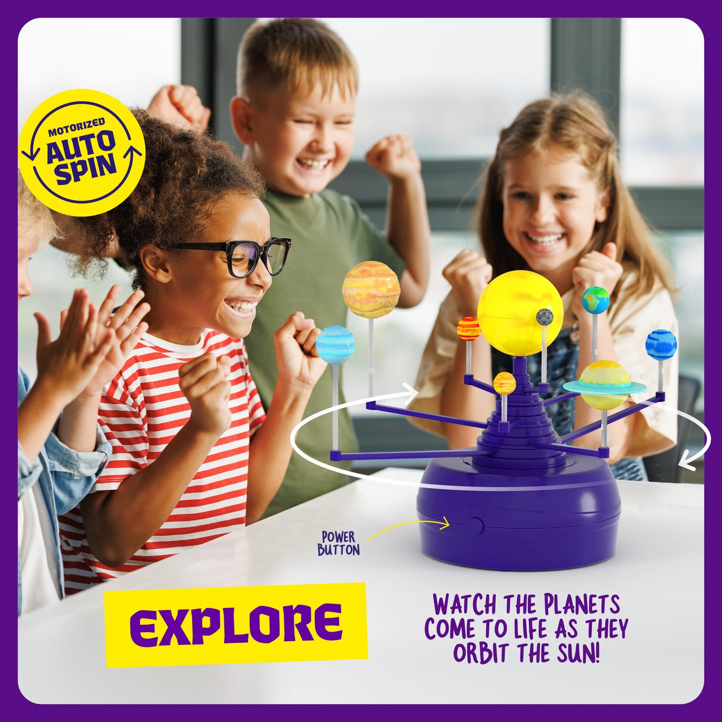 Dan&Darci 360° Orbiting Solar System for Kids - Paint & Build Model Kit - Arts and Crafts for Kid Ages 8-12, 4-6, 4-8, 6-8 - Space Toys 8-10 - Science Astronomy Gifts - Painting Craft Kits for Boys