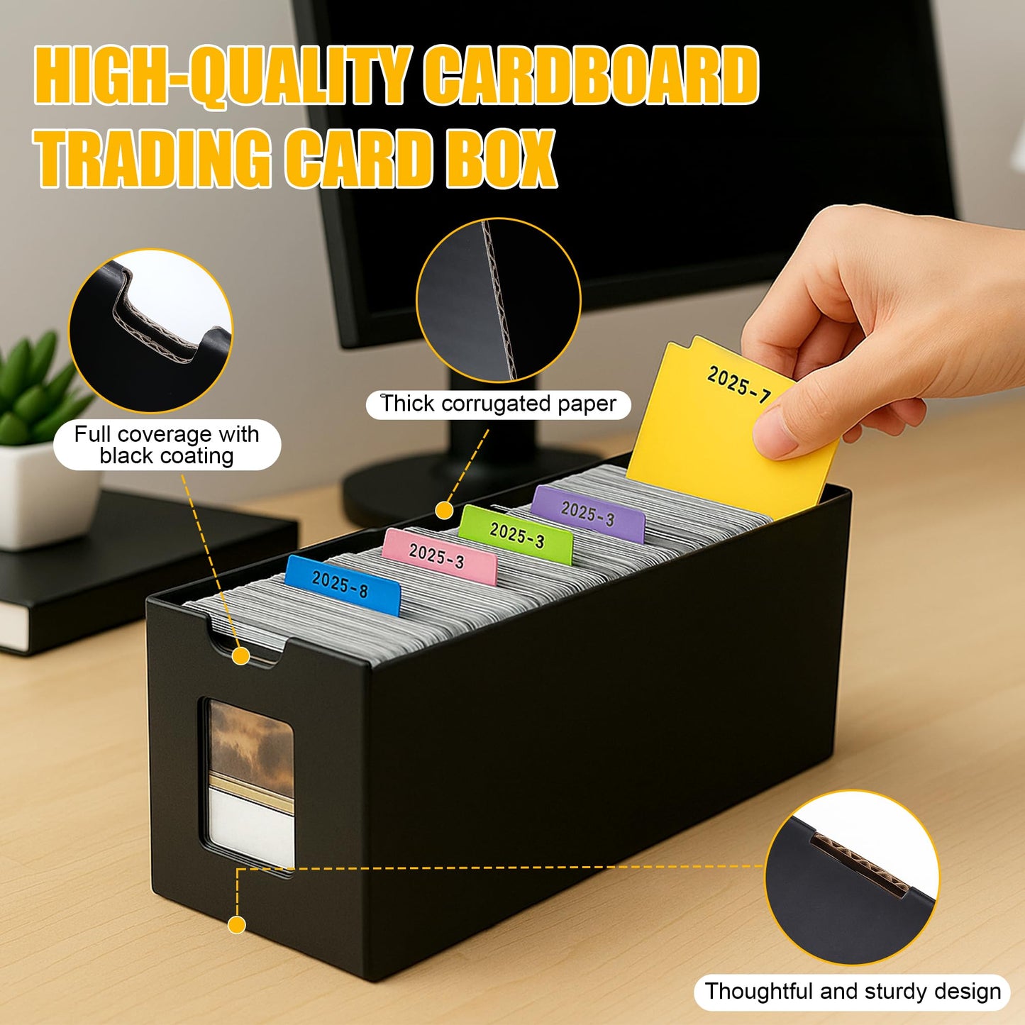 ROLOSI Trading Card Storage Box,[Viewing Windows] 12000+ Cardboard Cards Organizer Box with 48 Dividers for 5800+ Double-Sleeved Cards, for TCG,MTG,YuGiOh,PTCG, Game Sports Cards