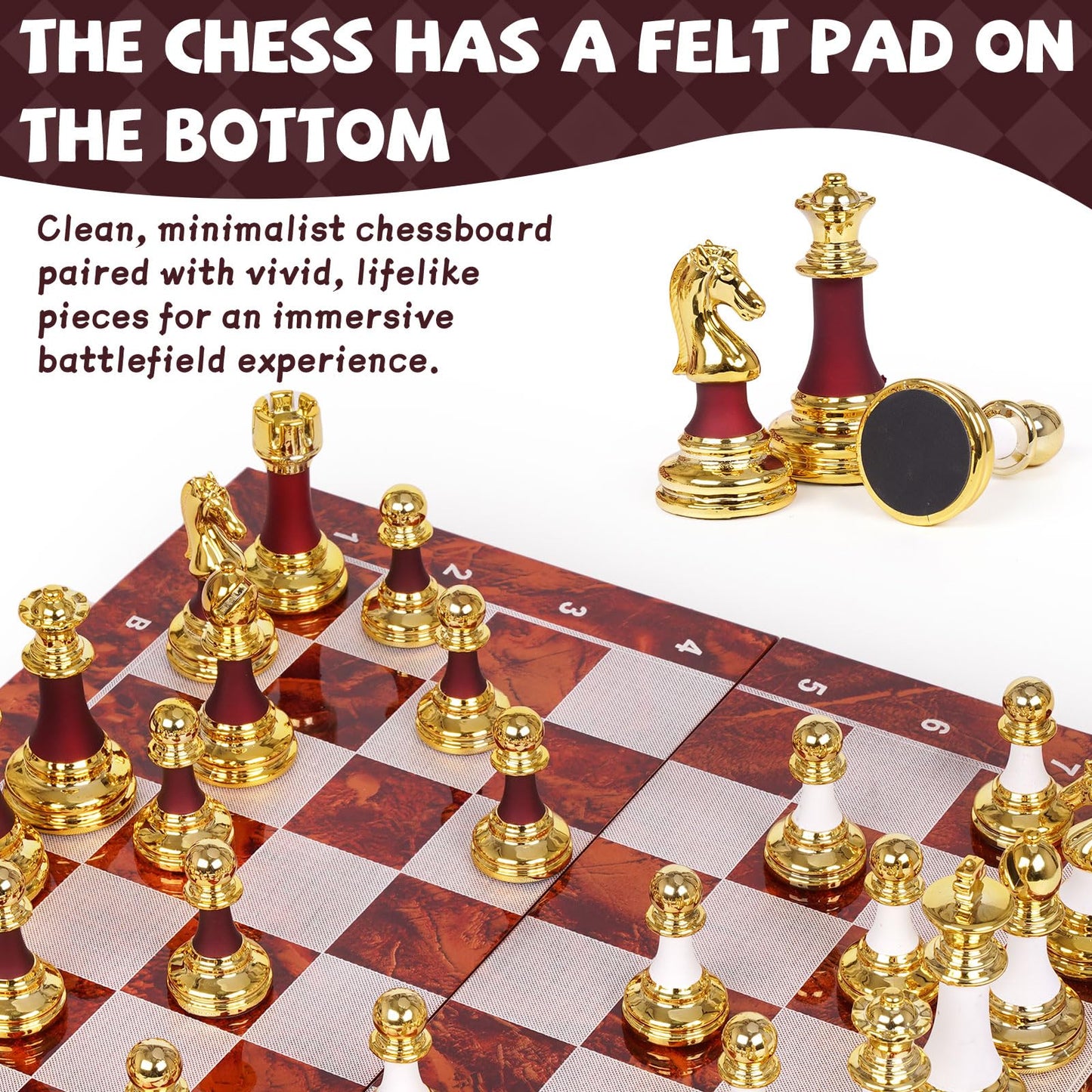 15 Inch Chess Set with Weighted Acrylic Chess Pieces – Tournament Size 3.5” King – Elegant Folding Chess Board for Adults and Kids, Professional Family Chess Board Game Set for Home, Office & Gift
