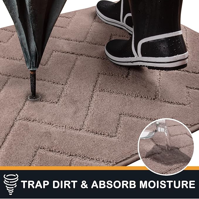 PURRUGS Dirt Trapping Door Mat 36" x 36", Non-Slip Machine Washable Entry Rug, Dog Doormat, Indoor Front Door Mat, Super Absorbent Entryway Rug for Muddy Shoes & Paws, Grayish Brown