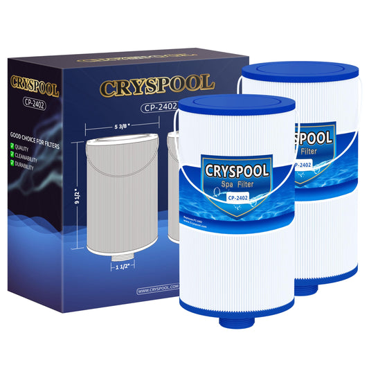 Cryspool® 2402 Filter Compatible with Watkins 303279(not 303263), FC-2402, Free Flow and Lifesmart Hot Tub Filter, 1 1/2" Finer Thread Spa Filter Cartridge, 2 Pack