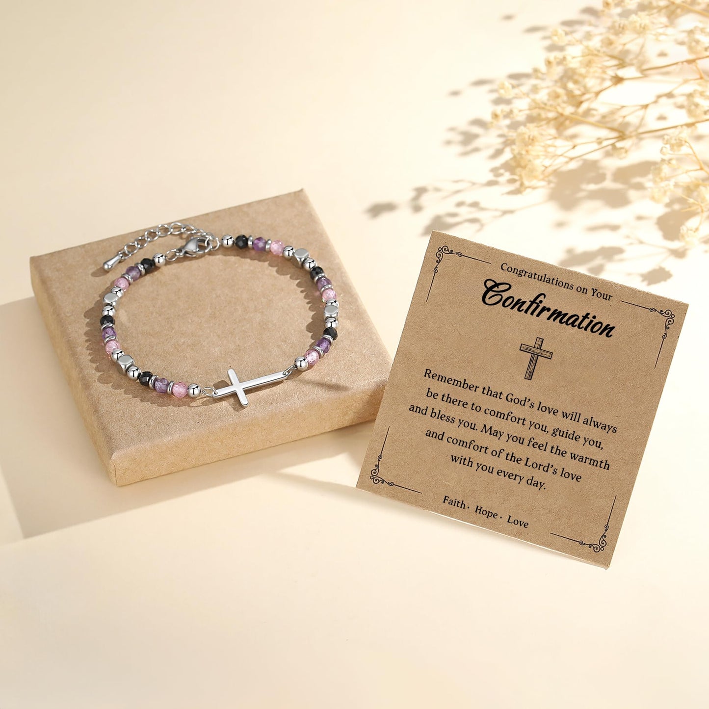 Wineord Confirmation Gifts for Teen Girls, Confirmation Gifts for Girls, Catholic Religious Cross Bracelets for Women, Easter First Communion Christian Anxiety Relief Jewelry