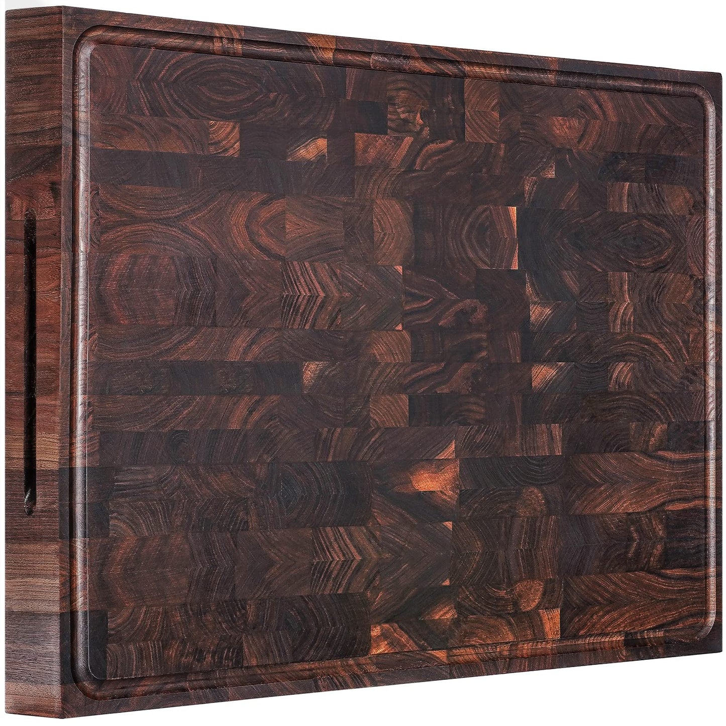 AZRHOM Extra Large Thick Walnut Wood End Grain Cutting Board 24x18x2 In, Wooden Butcher Block, Chopping Board For Kitchen with Juice Groove Handles Non-Slip Pats (Gift Box)