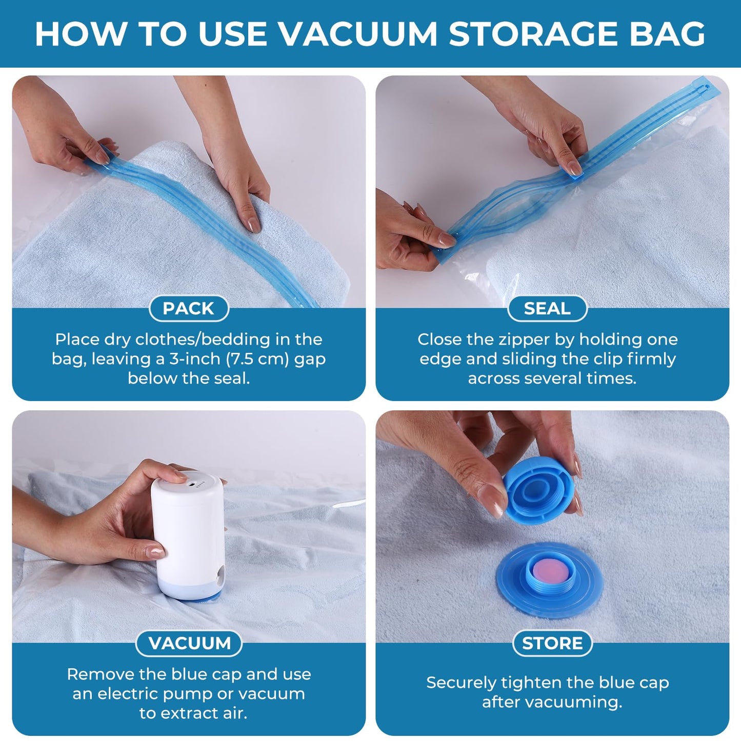 Vacuum Bags for Travel with Portable Electric Pump, 16 Pack Vacuum Seal Bags for Luggage and Suitcase Compression, Space Saver Vacuum Storage Bags for Clothes and Clothing Travel