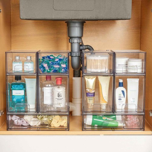 Vtopmart 4 Pack 4.4''H and 4 Pack 7.6" H Clear Stackable Storage Drawers