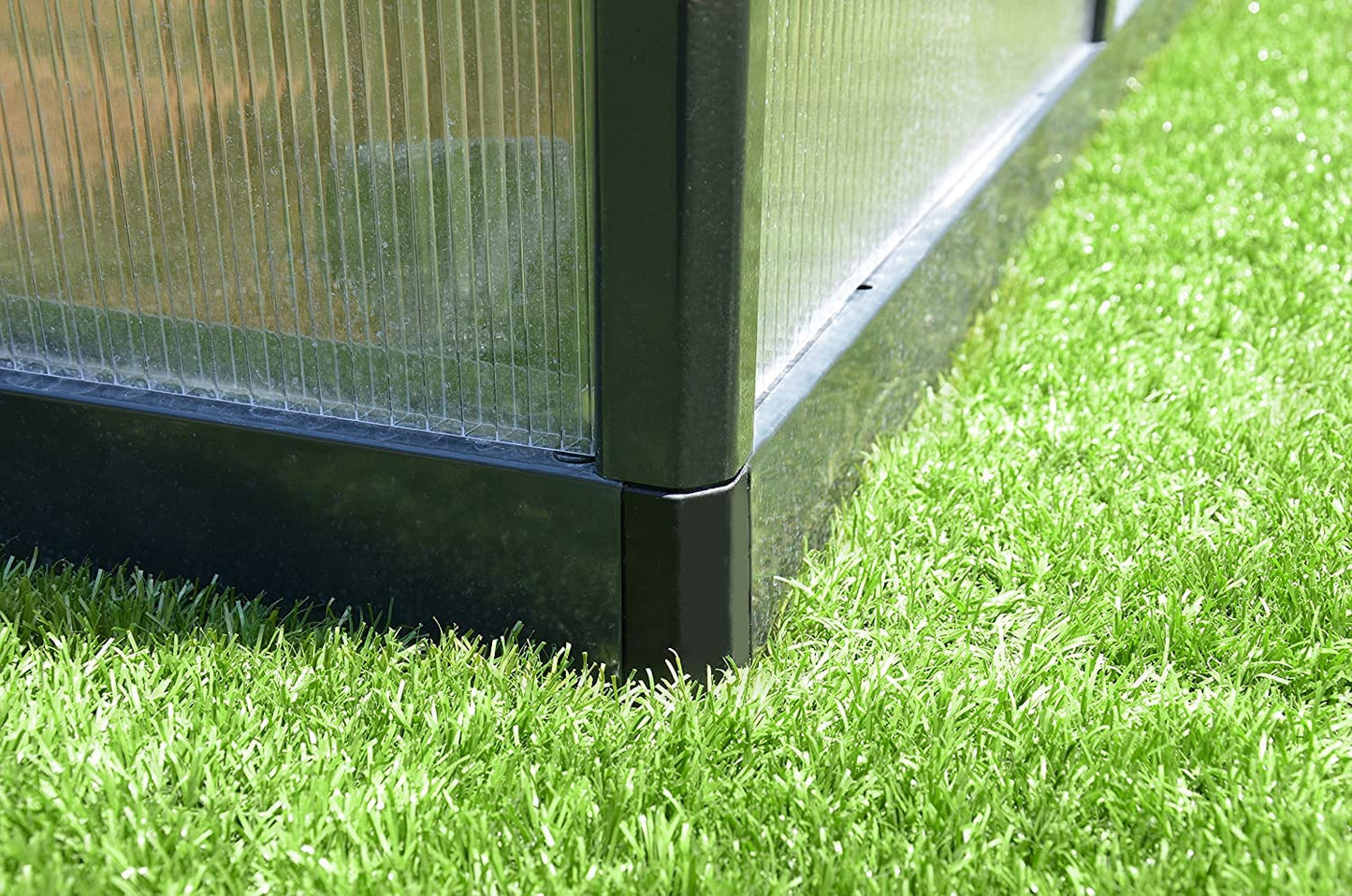 Palram - Canopia Glory 8 Ft. x 8 Ft. Greenhouse Kit with 4 Heavy Duty ShelvesHobby DIY Walk In Green House Heavy Duty Polycarbonate with Aluminium Frame, with Lockable Door and Vent for Garden (Gray)