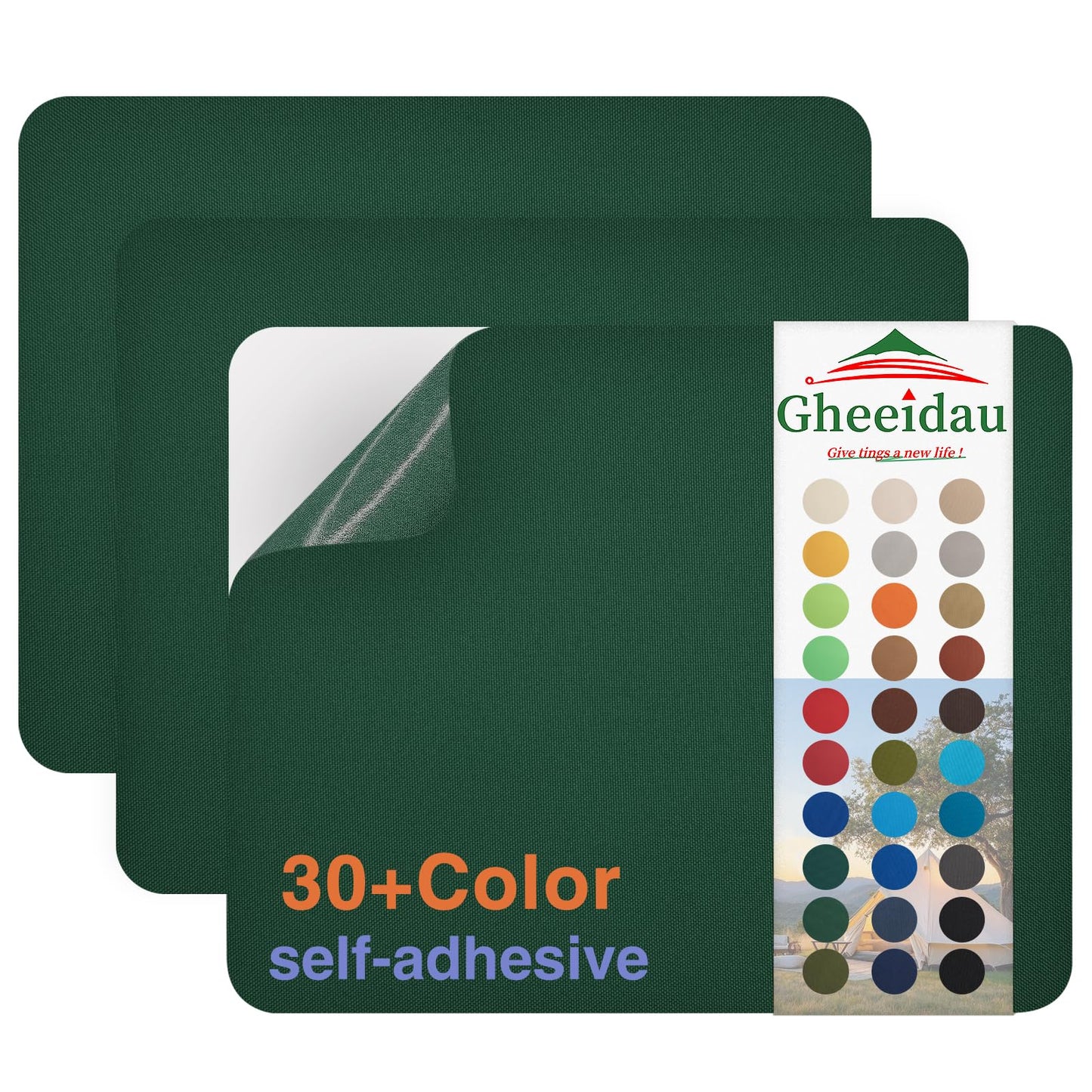 Gheeidau Canvas Repair Patch 9×11 Inch 3Pcs Waterproof Self-Adhesive Fabric Repair Patch for Tents,Boat Cover,Pop Up Canopy,Patio,Bags,Car Seats,Sofas,Furniture Cover(Dark Green)