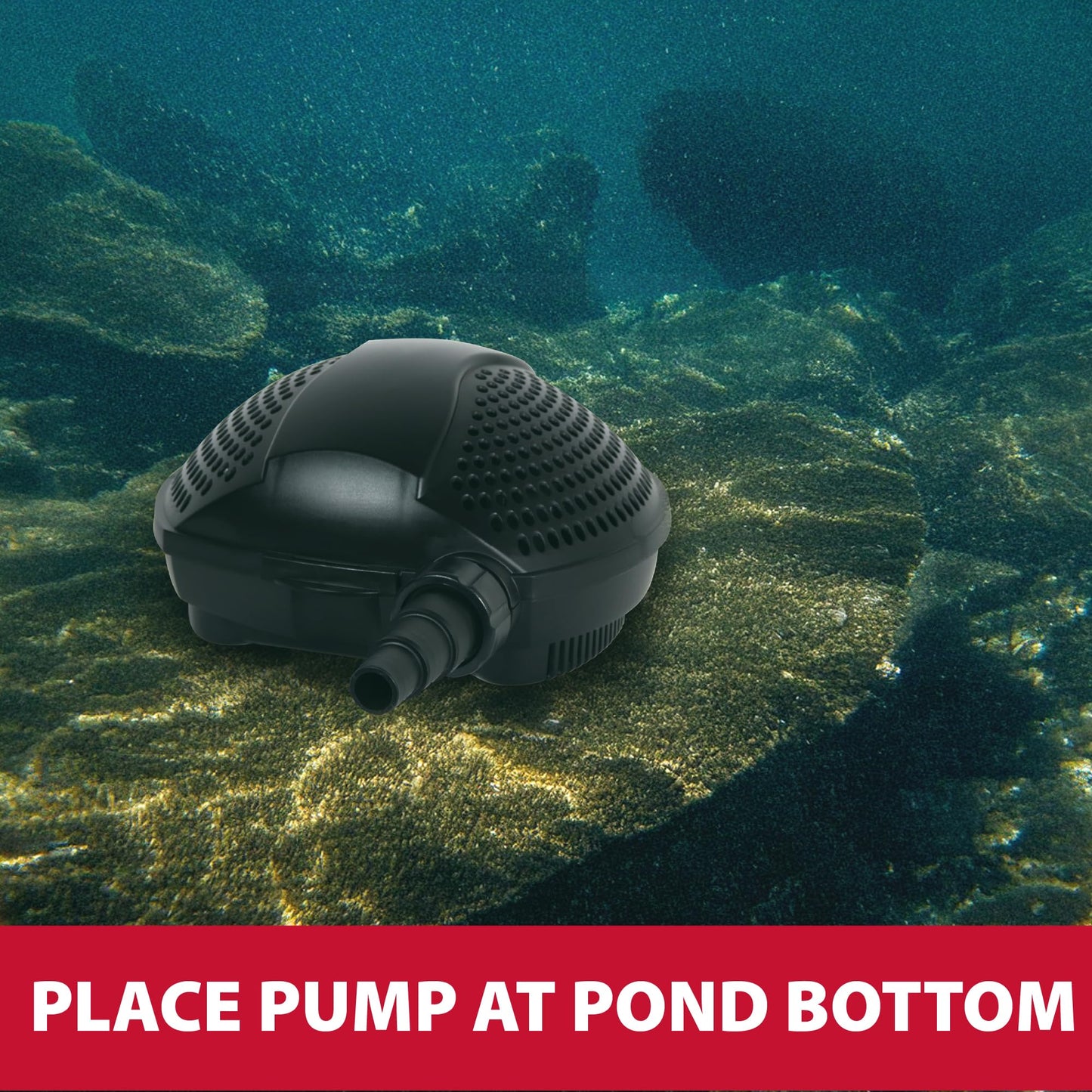 The Pond Guy SolidFlo G2 Submersible Pump for Small Ponds, Water Gardens & Waterfalls, Quiet, Durable, and Efficient Flow, Easy DIY Setup, 1250 GPH