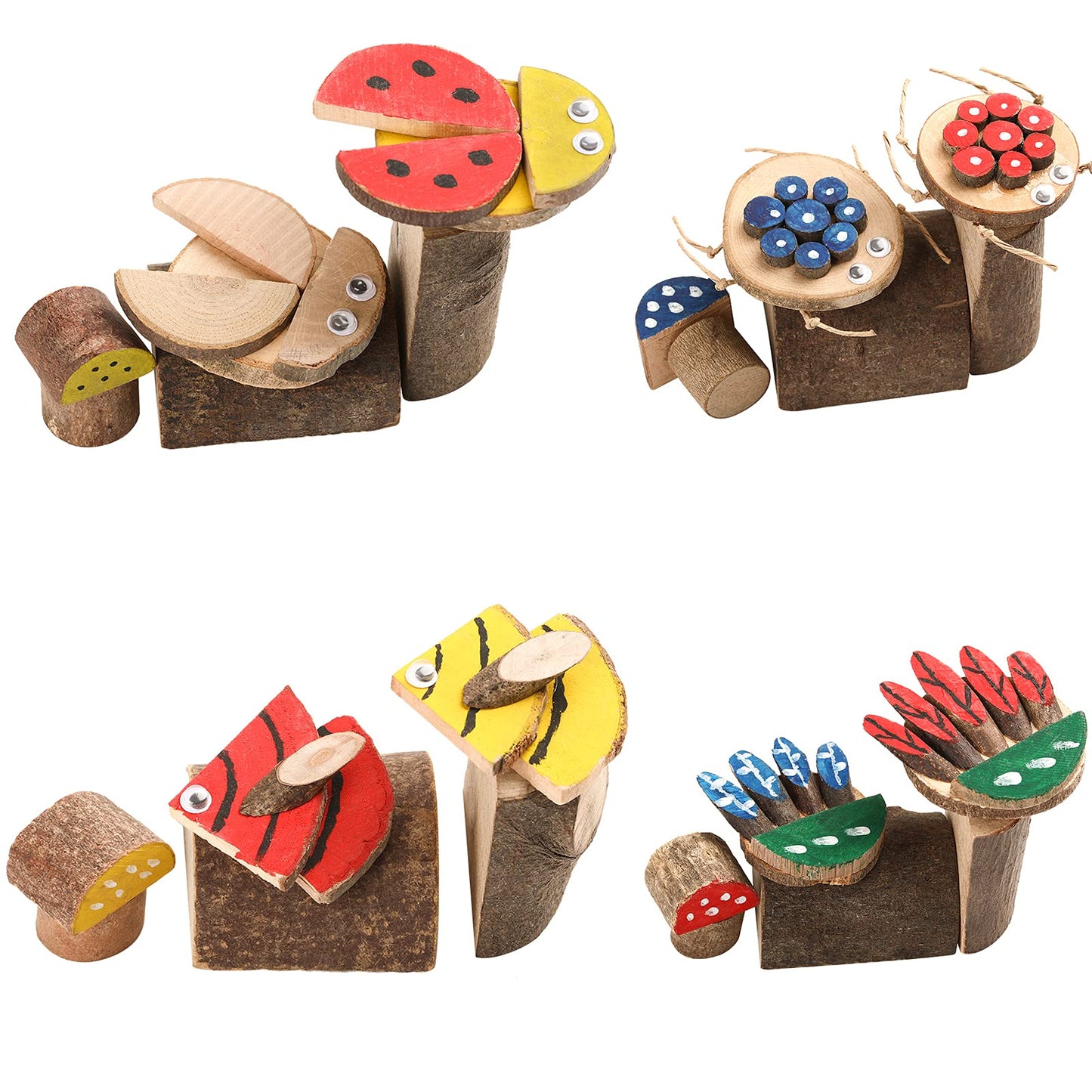 LAZACA Wood Craft Kits DIY for Kids Ages 5-10 Wooden Art Paint Bulk Crafts Garden Playset Loose Parts Play Materials 250 Pcs/19.5X13X3.5cm