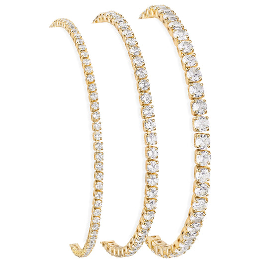 14K Gold Plated Tennis Bracelet Stack, Trendy Gold Diamond Dainty Simple Bracelets Jewelry Set, Women Fashion Accessories for Watch Band