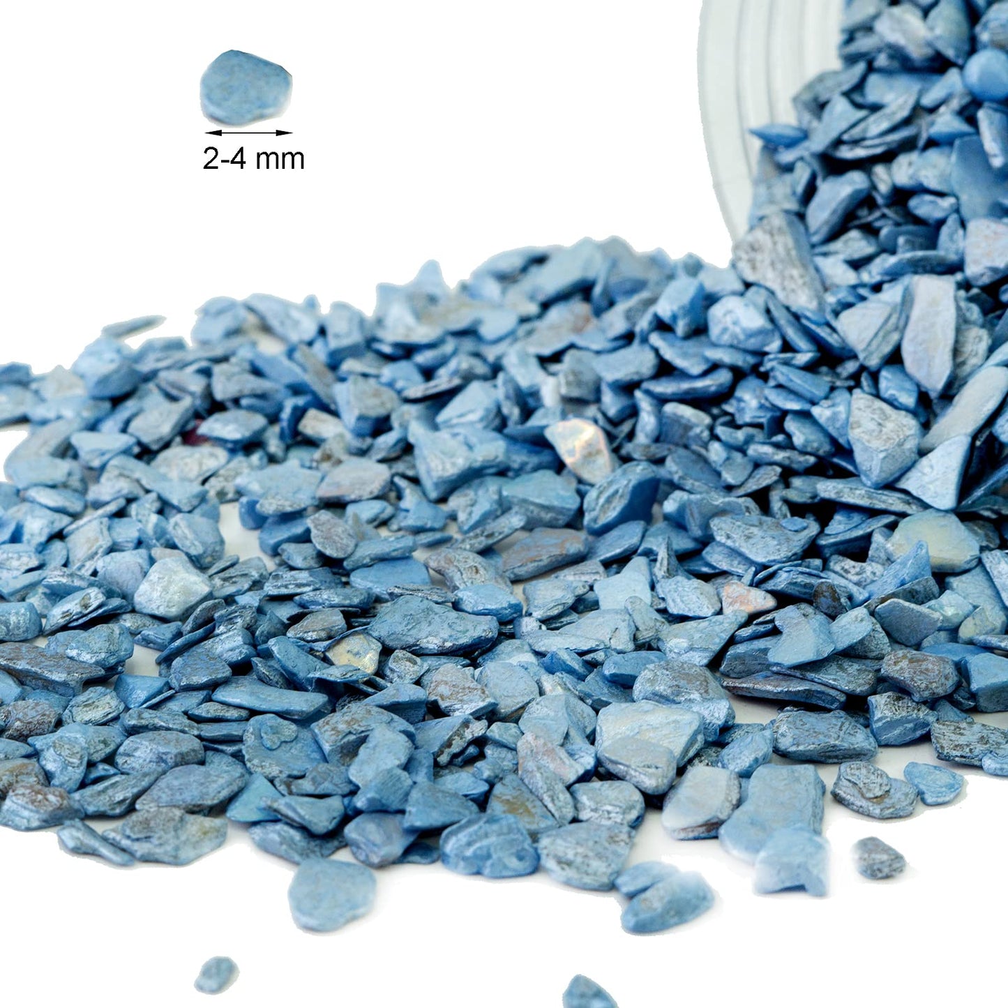 HappyFiller 23 OZ Crushed Shell Chips Broken Pieces,Resin Art Crafts Beach Theme Vase Bowl Filler,Succulent Plants Soil Cover,Candle Holder,Aquarium Pebble,Tabletop Fountain,Wedding Centerpiece,Blue