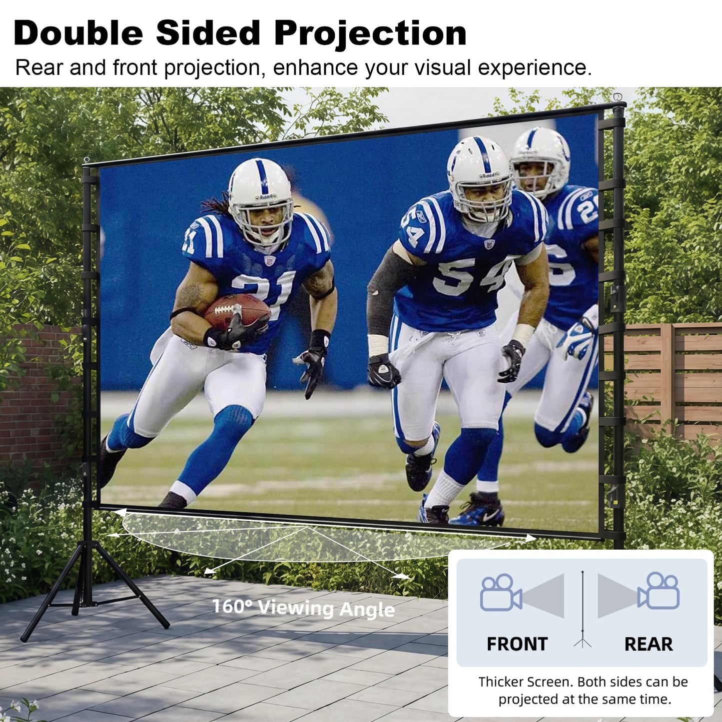 Wootfairy Projector Screen with Stand, 200 inch Portable and Foldable Projection Screen 4K HD 16:9 Rear Front Wrinkle-Free Movie Screen with Carry Bag for Indoor Outdoor Home Theater Backyard Cinema