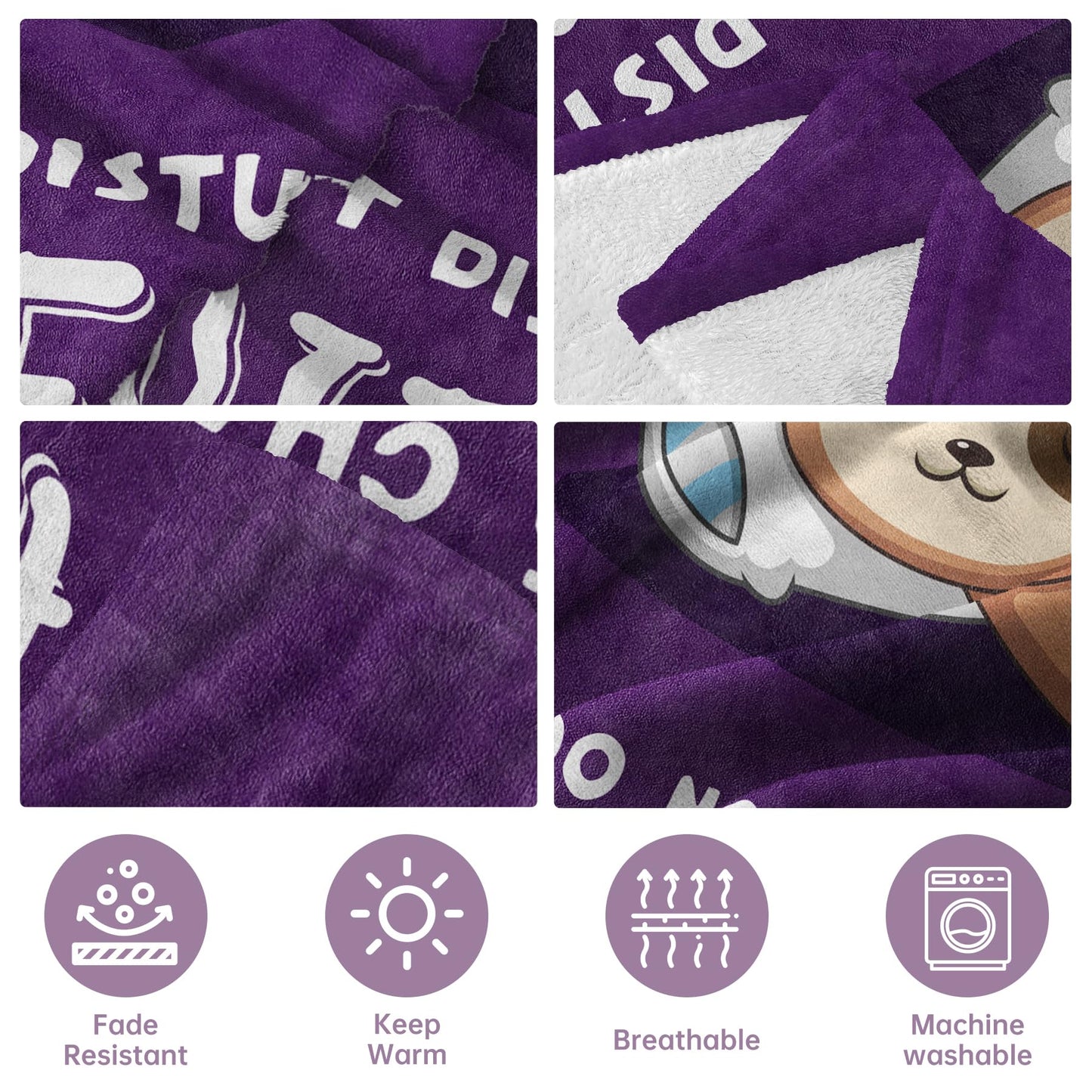 Leebbsin Funny Gifts for Wife Mothers Day, Anniversary Wedding Gifts for Wife, Wifey is Charging Sloth Blanket, Birthday Gift for Wifey from Husband, Gift for Her Christmas 60" x 50", Purple