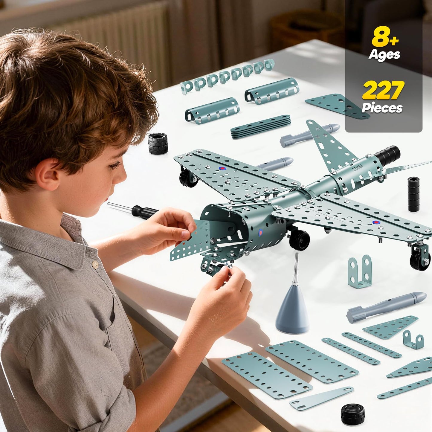MSKOLER Building Toys Model Airplane Kits for Boys 8-12, Project Building Toys for Kids, Educational Assembly Science Kit, Airplane Toy, Birthday Gifts for Teenagers Boys Ages 8 9 10 11 12