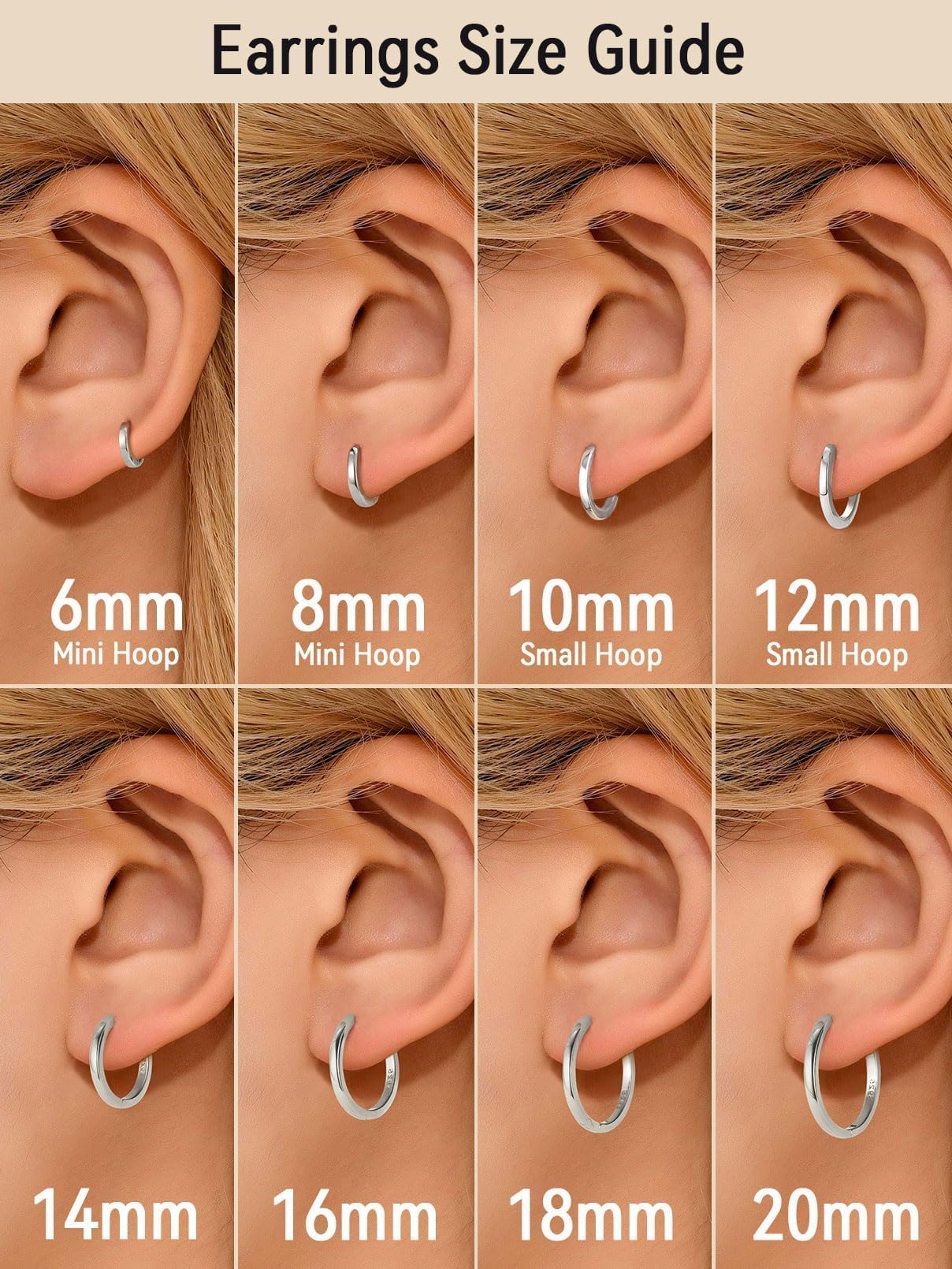 FaithHeart 925 Sterling Silver Huggie Hoop Earrings, Small Silver Hoop Earring for Women, Hypoallergenic Cartilage Earrings for Women 6mm