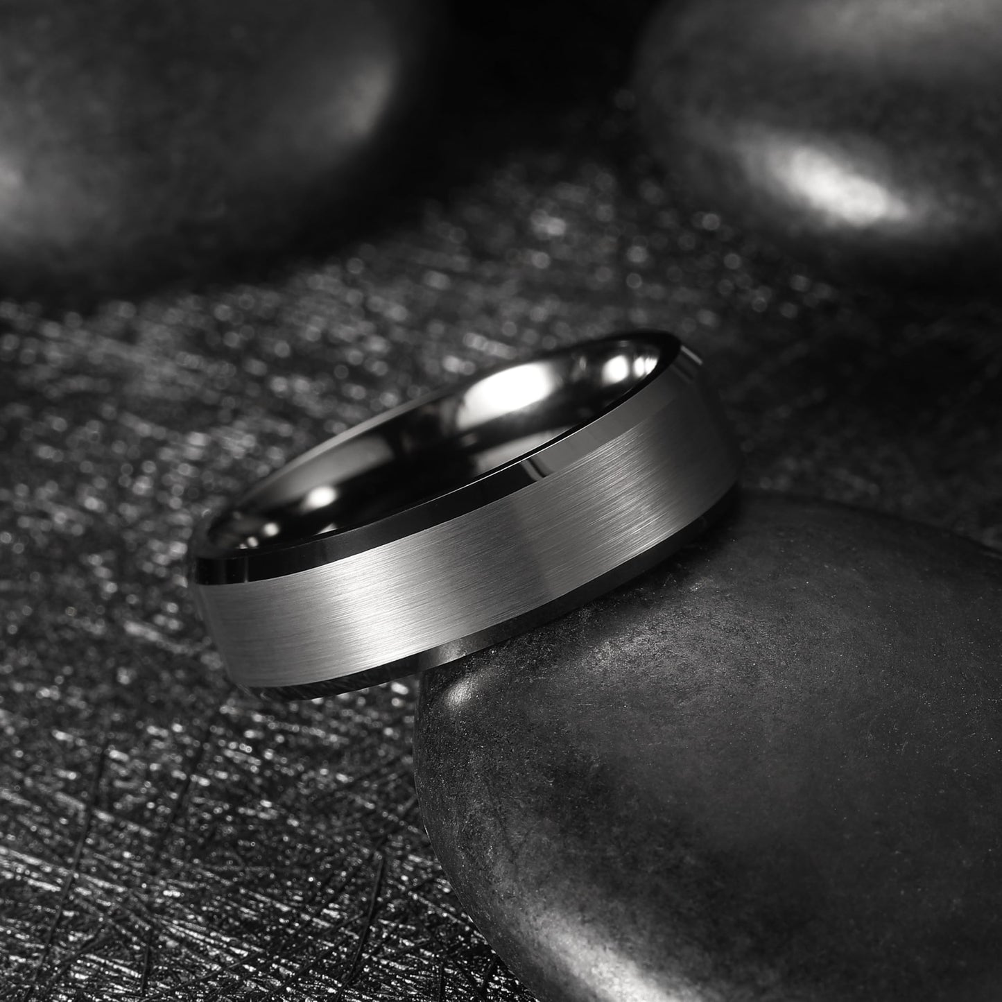 King Will 7mm Tungsten Carbide Ring for Men, Gunmetal Matte & Polished Comfort Fit ，Size 7